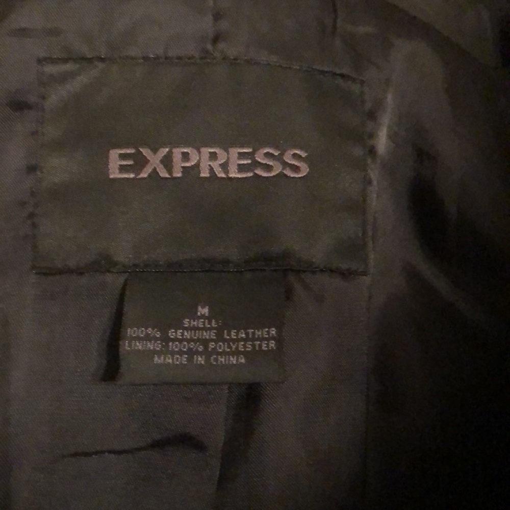 Preloved Express Men 100%Leather Jacket Medium - image 5